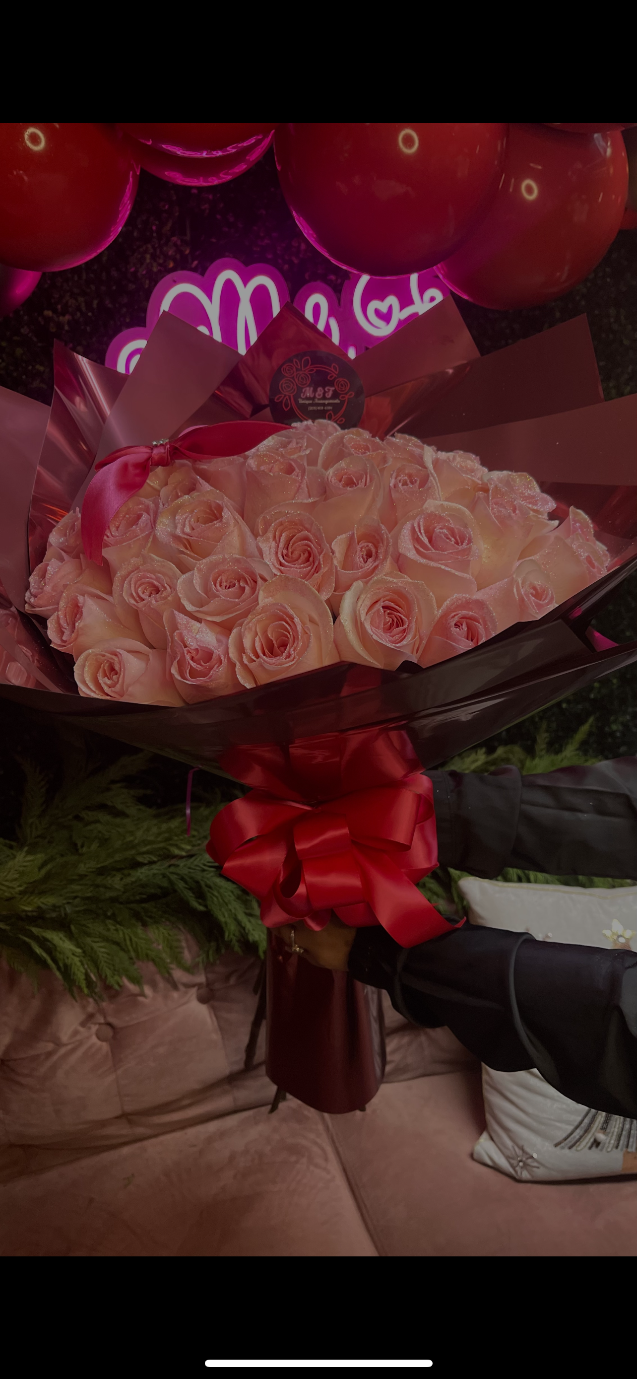 50 Glittering Pink Rose Bouquet