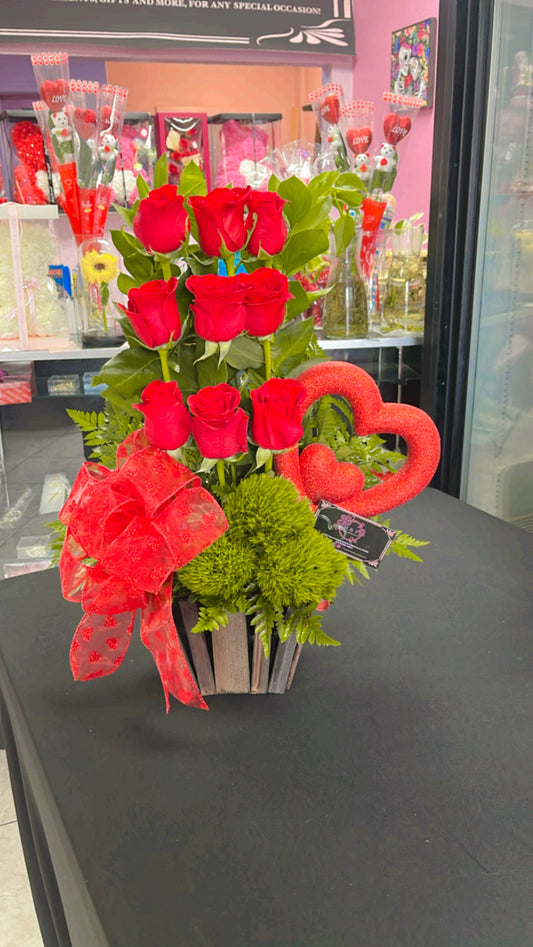 Woodland Romance: Medium Red Roses Arrangement 🌹✨